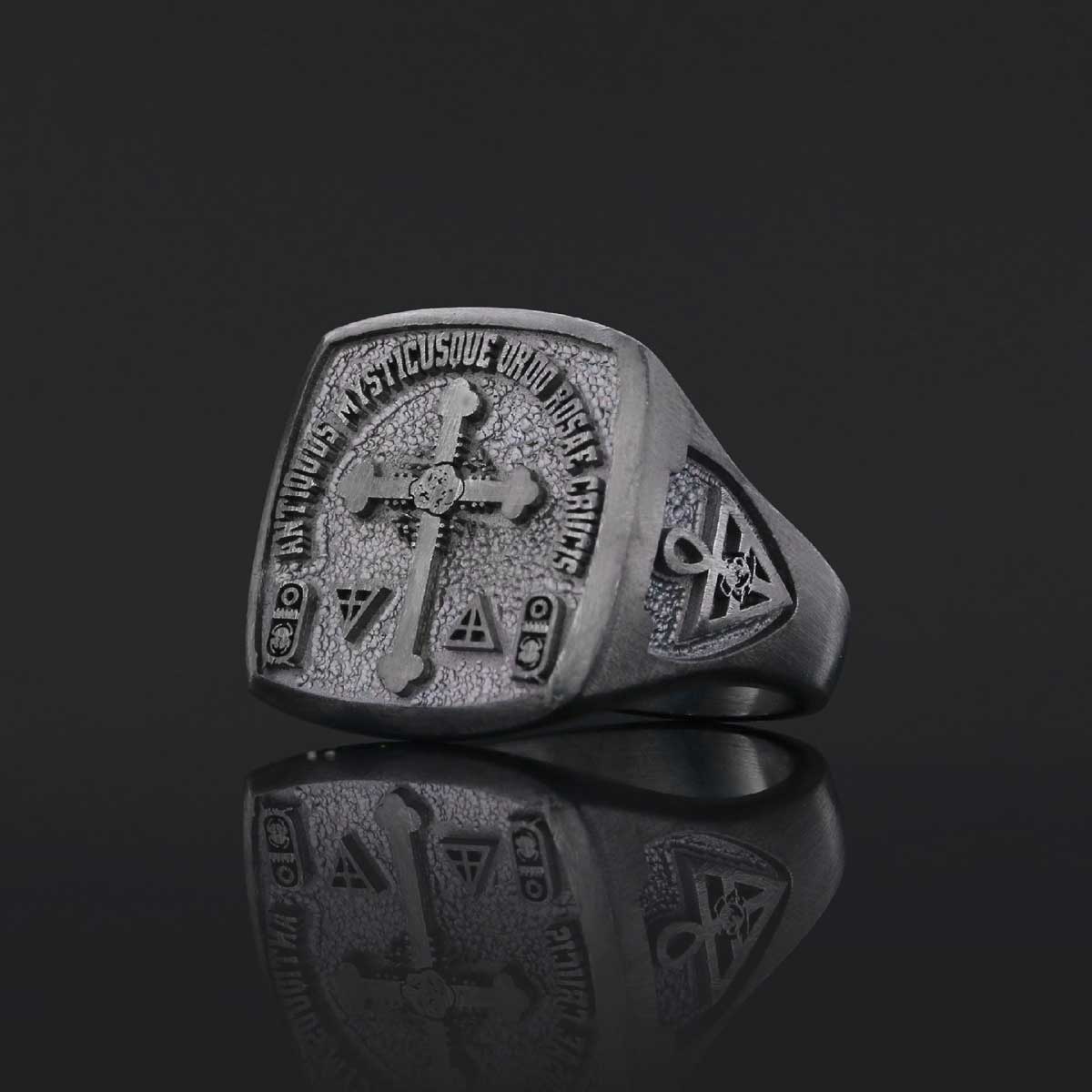 Crafted for the Devoted Rosae Crucis Ring, Personalized Rosae Crucis Ring - view 3