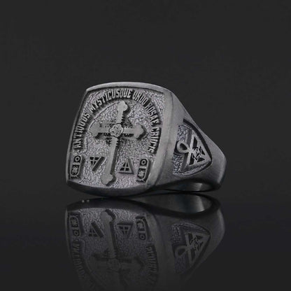 Crafted for the Devoted Rosae Crucis Ring, Personalized Rosae Crucis Ring by SWISS PLUS - Rosae Crucis Collection - view 3