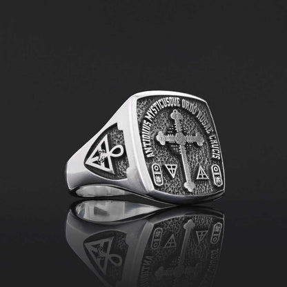 Crafted for the Devoted Rosae Crucis Ring, Personalized Rosae Crucis Ring by SWISS PLUS - Rosae Crucis Collection - view 5