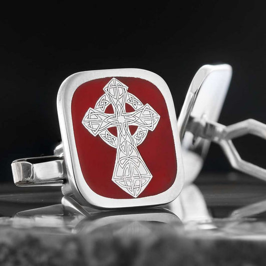 925 Sterling Silver Cross Christian Cufflink - view 1