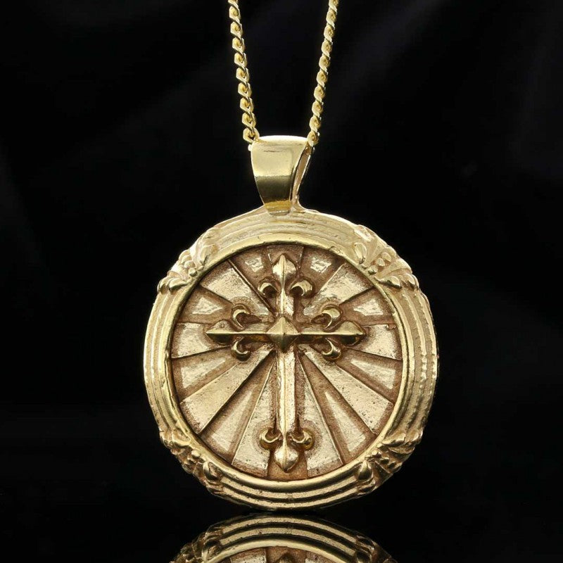 Round Sterling Silver Unique Design Cross Pendant by SWISS PLUS - Christian Collection - view 2
