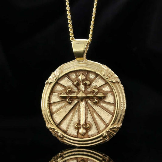 Round Sterling Silver Unique Design Cross Pendant by SWISS PLUS - Christian Collection - view 2