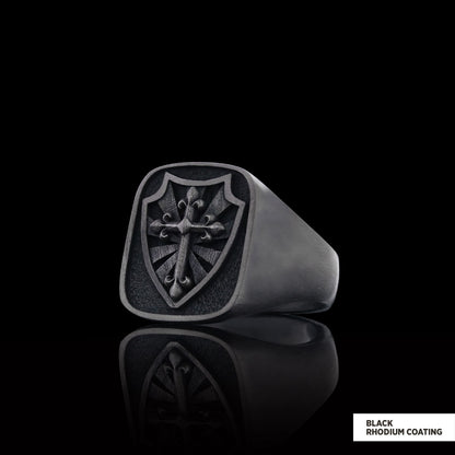 Cross and Shield Ring, Faith Jewelry, Christian Armor Jewelry, Knight's Cross and Shield Ring, Symbol of Protection and Faith