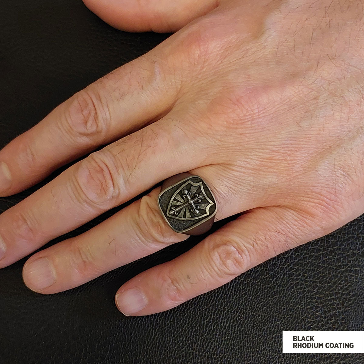 Cross and Shield Ring, Faith Jewelry, Christian Armor Jewelry, Knight's Cross and Shield Ring, Symbol of Protection and Faith, Gift for Himself - view 7