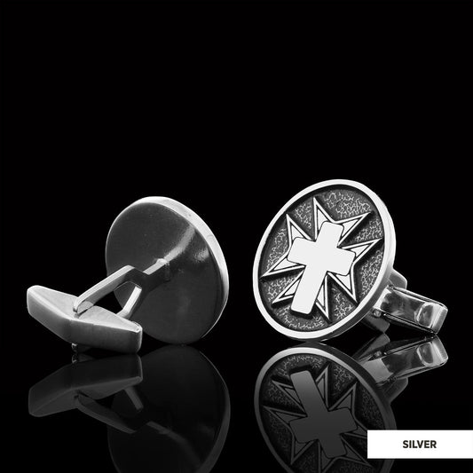 Crucifix Silver Cufflinks, Gold Plated Silver Christian Cross Cufflinks, Silver Oval Crucifix Cufflinks Silver