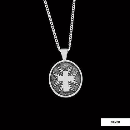 Crucifix Silver Necklace, Gold Plated Silver Christian Cross Pendants, Silver Oval Crucifix Necklace Silver by SWISS PLUS - C