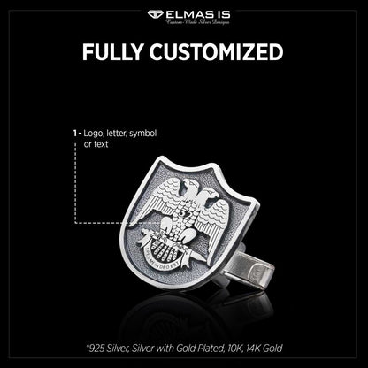 Custom Design 925 Sterling Silver Masonic Cufflink by SWISS PLUS - Mason Collection - view 5