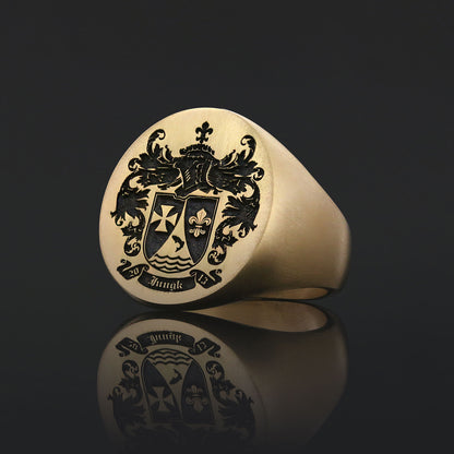 Custom Design Handmade Family Crest Ring, Family Coat of Arms Ring by SWISS PLUS - Family Collection - view 2