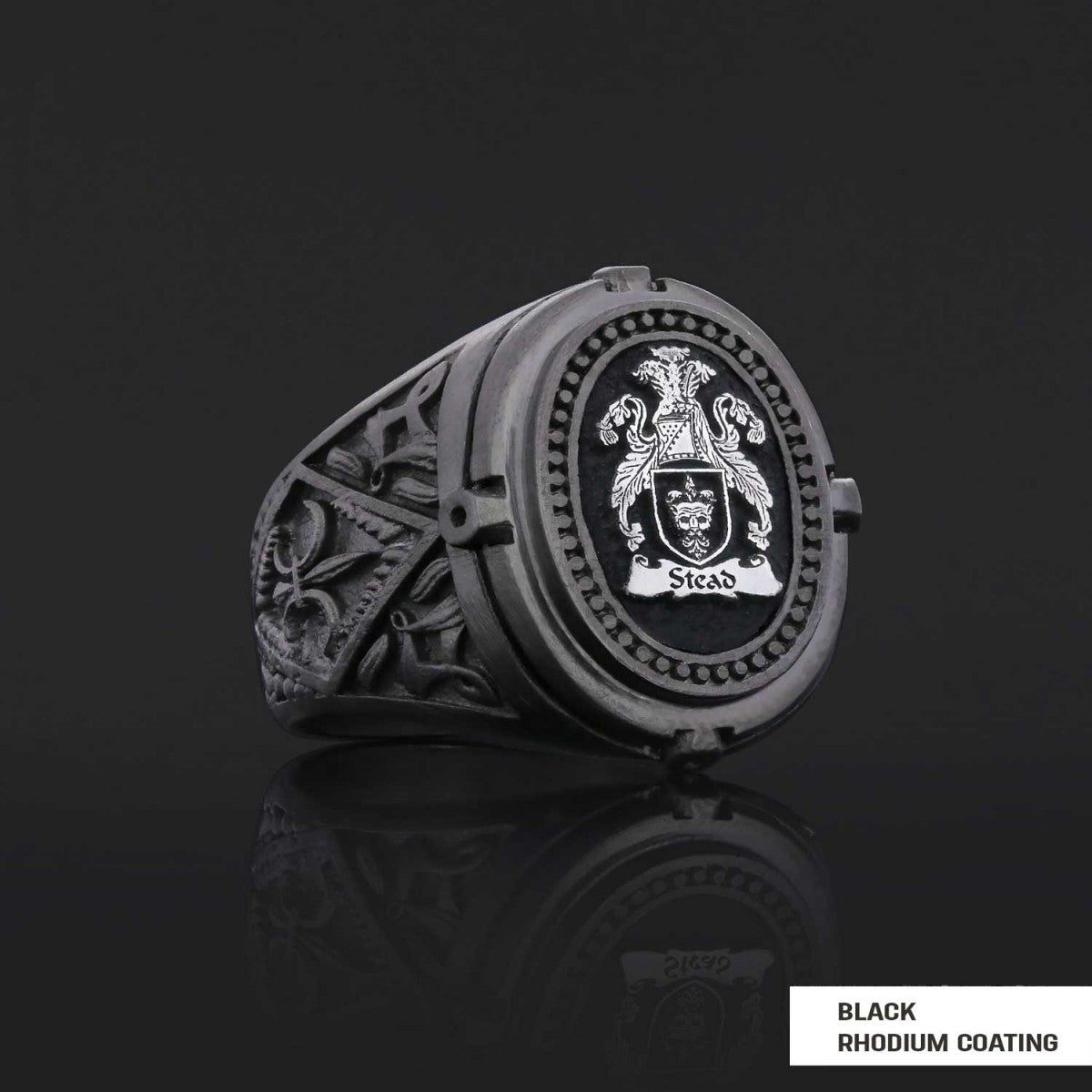Custom Design Handmade Family Crest Ring, Oval Celtic Design Engraved Family Ring by SWISS PLUS - Family Collection - view 2