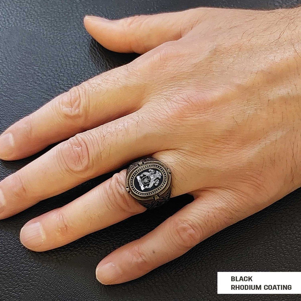 Custom Design Handmade Family Crest Ring, Oval Celtic Design Engraved Family Ring - view 5