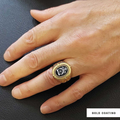 Custom Design Handmade Family Crest Ring, Oval Celtic Design Engraved Family Ring by SWISS PLUS - Family Collection - view 6