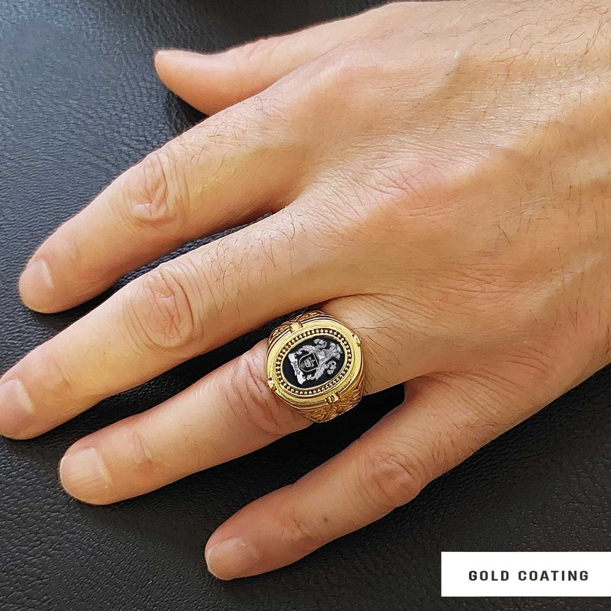 Custom Design Handmade Family Crest Ring, Oval Celtic Design Engraved Family Ring
