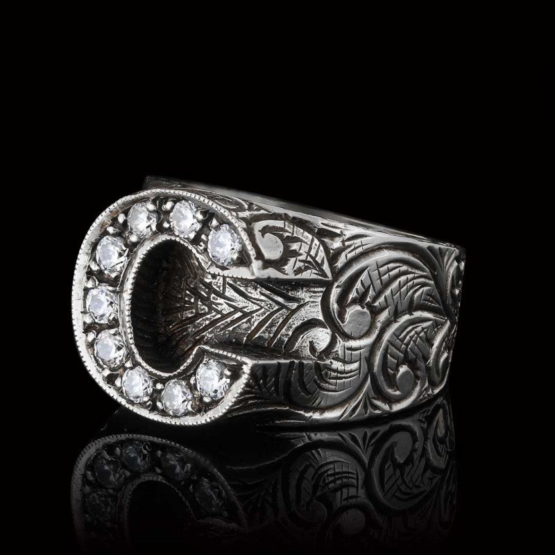Custom Design Handmade Monogram C Bold Alphabet Ring