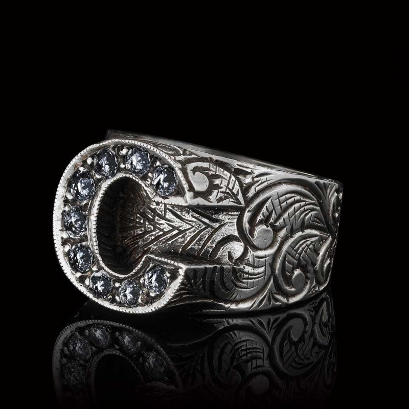 Custom Design Handmade Monogram C Bold Alphabet Ring
