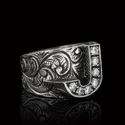 Custom Design Handmade Monogram J Bold Alphabet Ring by SWISS PLUS - Letter Collection - view 4