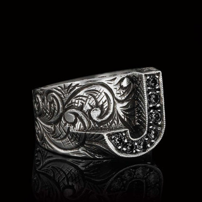 Custom Design Handmade Monogram J Bold Alphabet Ring by SWISS PLUS - Letter Collection - view 6