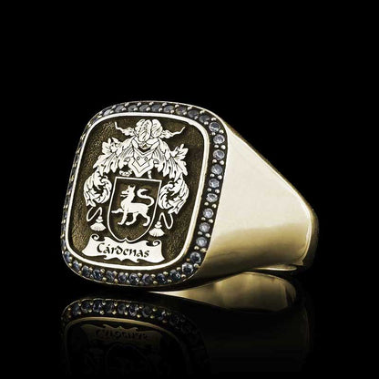 Custom Design Handmade Square Raised Family Crest Ring by SWISS PLUS - Family Collection - view 4