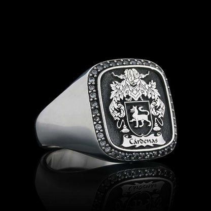 Custom Design Handmade Square Raised Family Crest Ring by SWISS PLUS - Family Collection - view 5