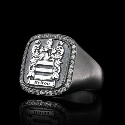 Custom Design Handmade Square Raised Family Crest Ring by SWISS PLUS - Family Collection - view 7