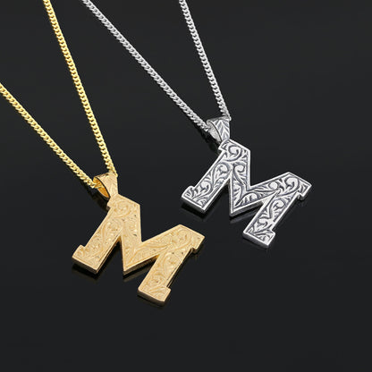 Custom Design Monogram 925 Sterling Silver Letter M Necklace by SWISS PLUS - Letter Collection - view 6