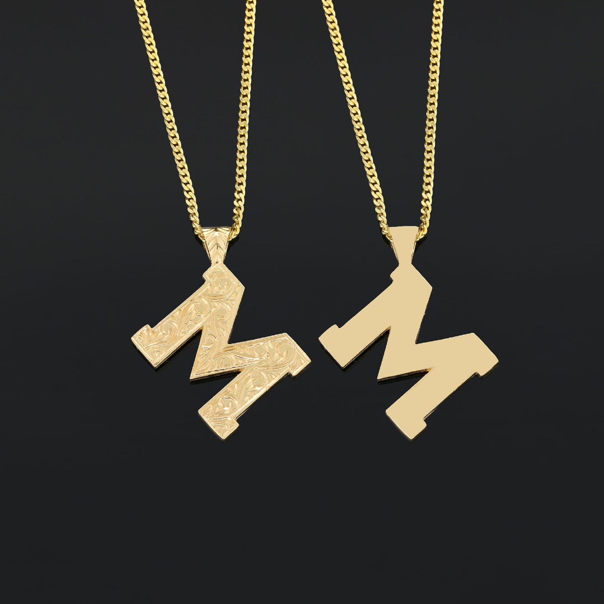 Custom Design Monogram 925 Sterling Silver Letter M Necklace by SWISS PLUS - Letter Collection - view 2