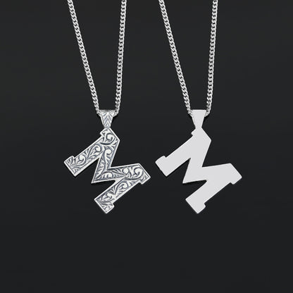 Custom Design Monogram 925 Sterling Silver Letter M Necklace by SWISS PLUS - Letter Collection - view 3