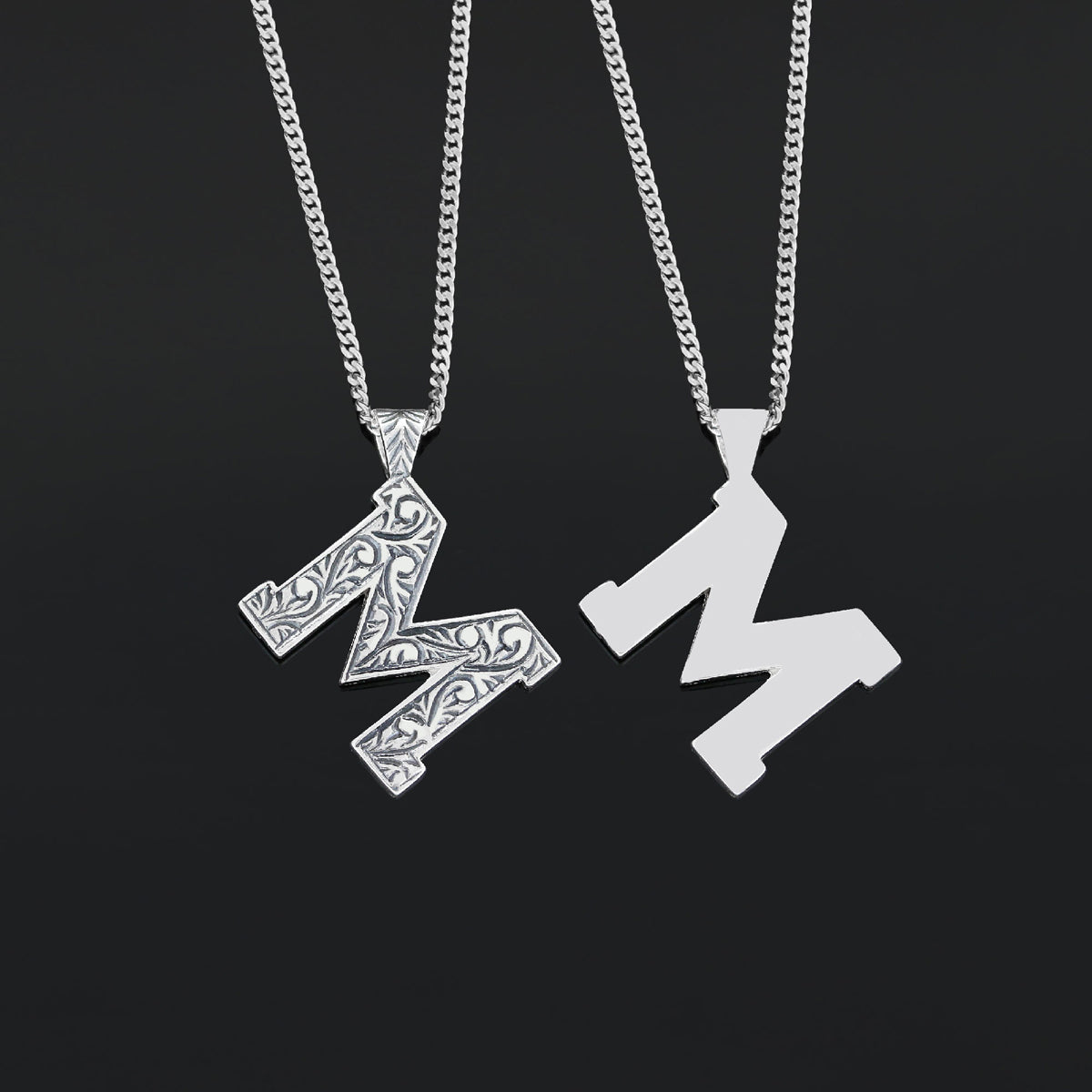 Custom Design Monogram 925 Sterling Silver Letter M Necklace