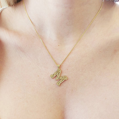 Custom Design Monogram 925 Sterling Silver Letter M Necklace by SWISS PLUS - Letter Collection - view 4
