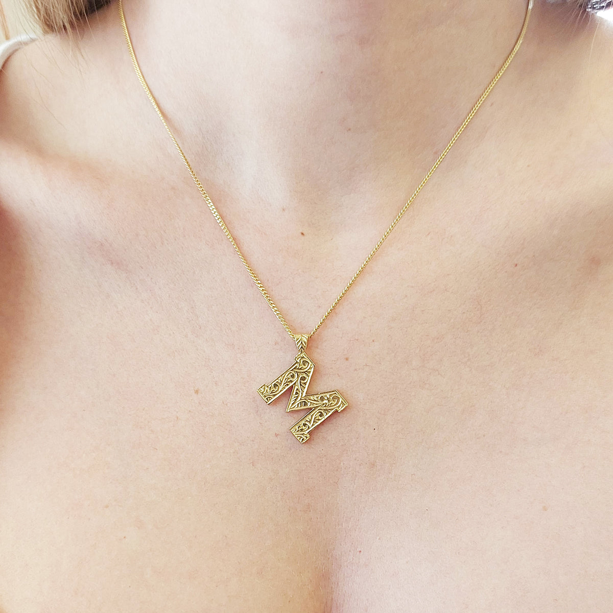 Custom Design Monogram 925 Sterling Silver Letter M Necklace