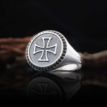 Custom Design Silver Cross Women Ring by SWISS PLUS - Christian Collection