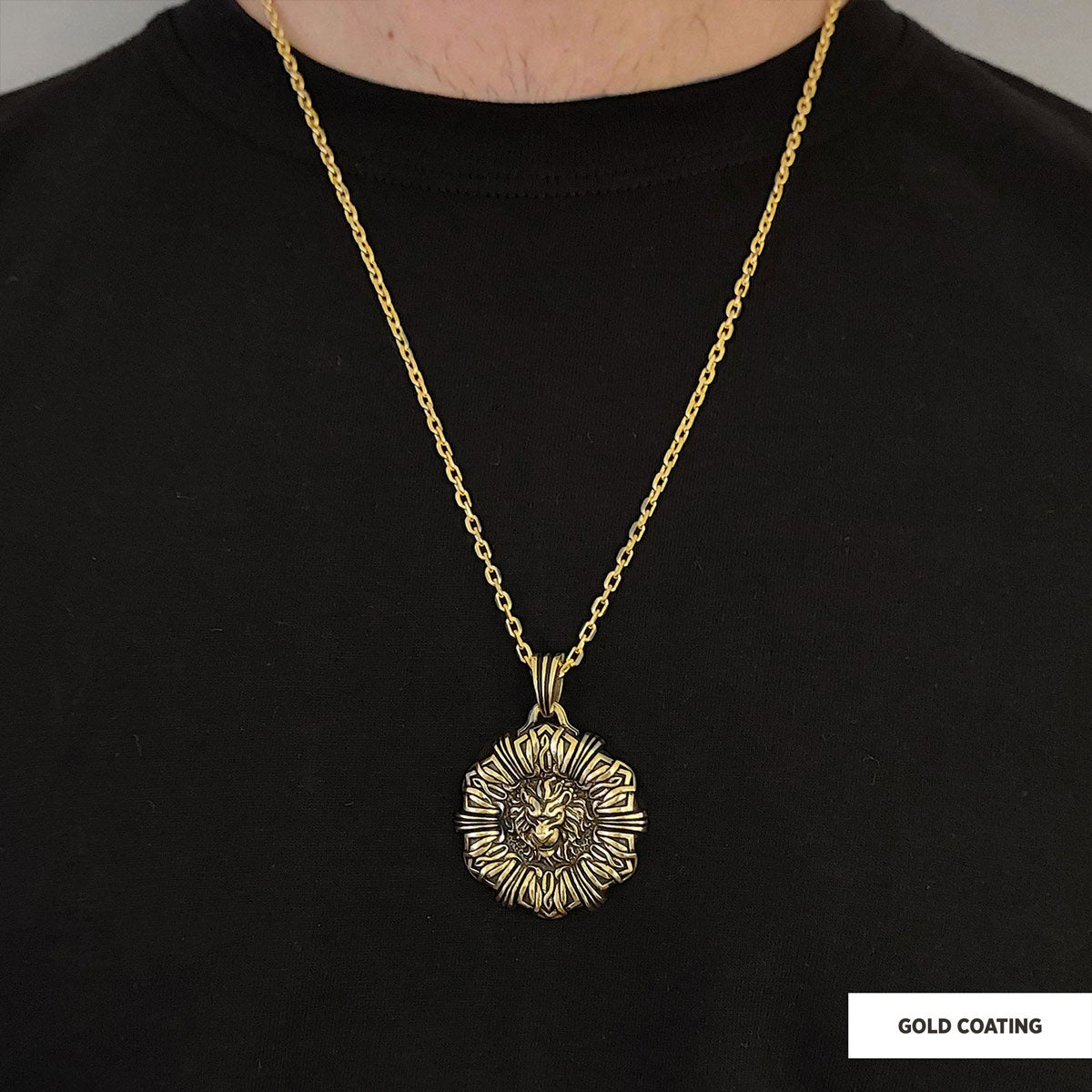 Custom Design Silver Leo Pendant Gold Coating-Chain by SWISS PLUS - Jewish Collection - view 2