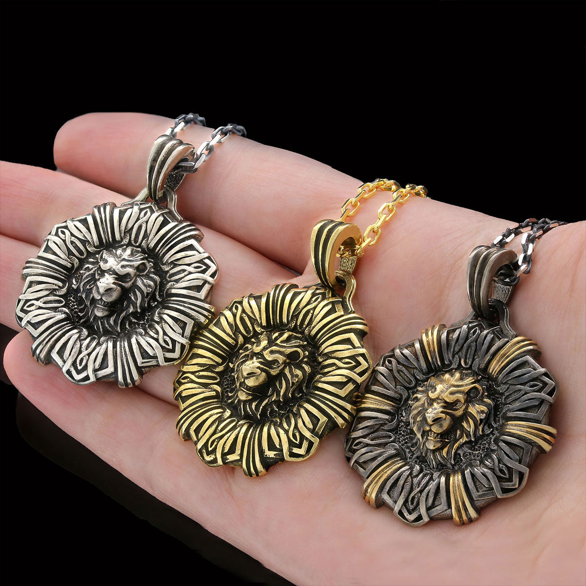 Custom Design Silver Leo Pendant Gold Coating-Chain