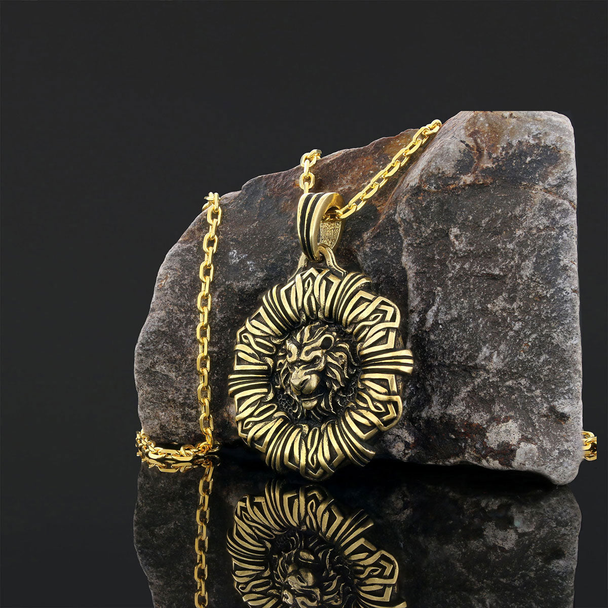Custom Design Silver Leo Pendant Gold Coating-Chain