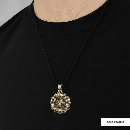 Custom Design Silver Leo Pendant Gold Coating-Cord by SWISS PLUS - Zodiac Collection