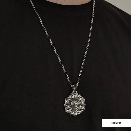 Custom Design Silver Leo Pendant Silver-Chain
