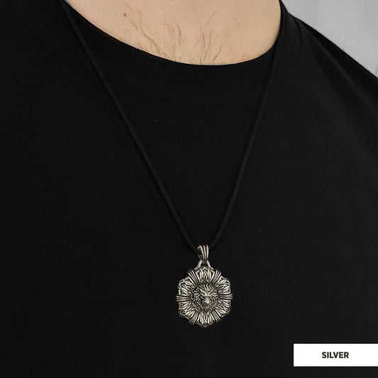 Custom Design Silver Leo Pendant Silver-Cord