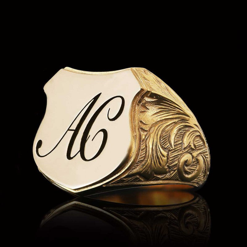 Custom Design Silver Motif A-C Letter Monogram Ring - view 3