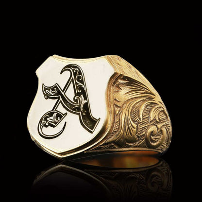 Custom Design Silver Motif A Letter Ring by SWISS PLUS - Letter Collection - view 3