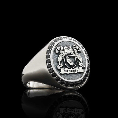 Custom Design Stone Oval Family Coat of Arms Symbol Women Ring by SWISS PLUS - Family Collection - view 4