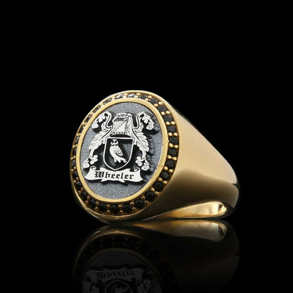 Custom Design Stone Oval Family Coat of Arms Symbol Women Ring by SWISS PLUS - Family Collection - view 5