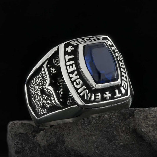 Custom Design Stony Einigkeit Recht Freiheit Germany Ring - view 1