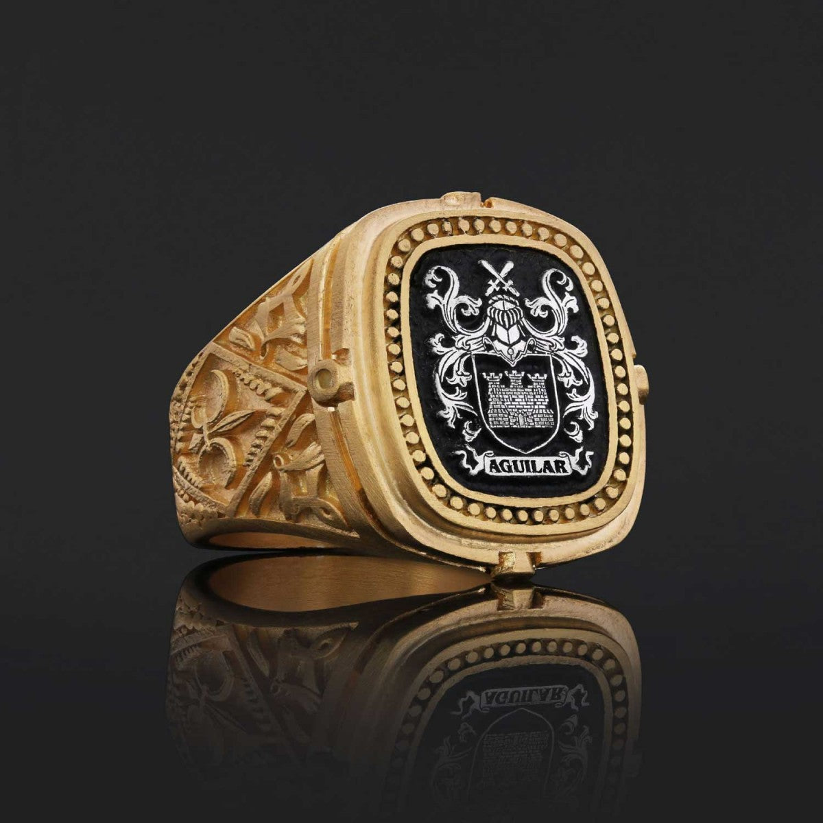 Custom Family Crest Ring, Personalized Family Crest Ring, Family Coat of Arms Ring - view 4