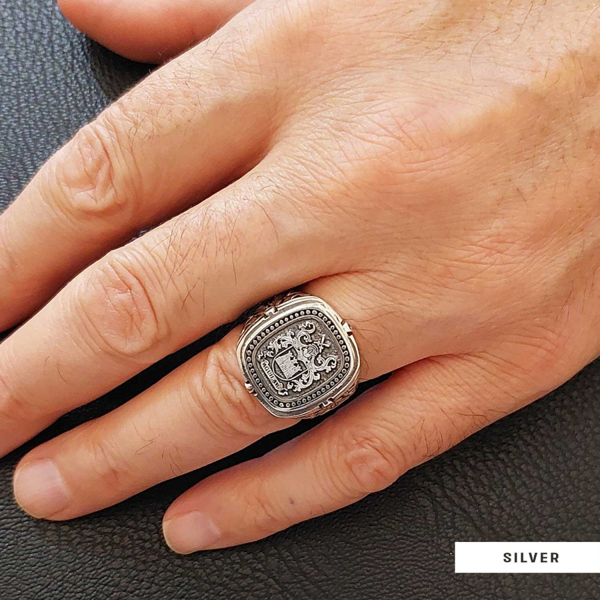 Custom Family Crest Ring, Personalized Family Crest Ring, Family Coat of Arms Ring - view 6