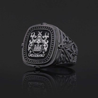 Custom Family Crest Ring, Personalized Family Crest Ring, Family Coat of Arms Ring by SWISS PLUS - Family Collection - view 7