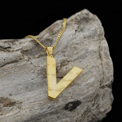 Custom Letter Handmade V Sterling Silver Monogram Necklace by SWISS PLUS - Letter Collection