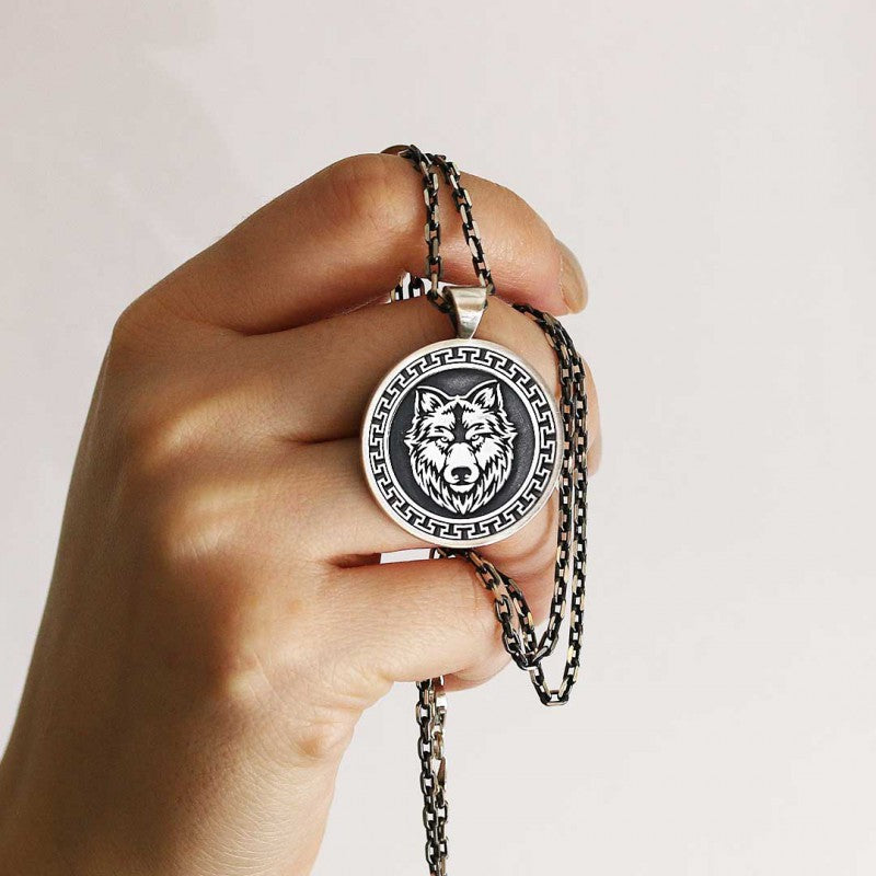 Custom Made 925 Sterling Silver Wolf - Seal Of Solomon Pendant - view 5