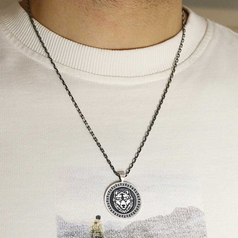 Custom Made 925 Sterling Silver Wolf - Seal Of Solomon Pendant - view 6