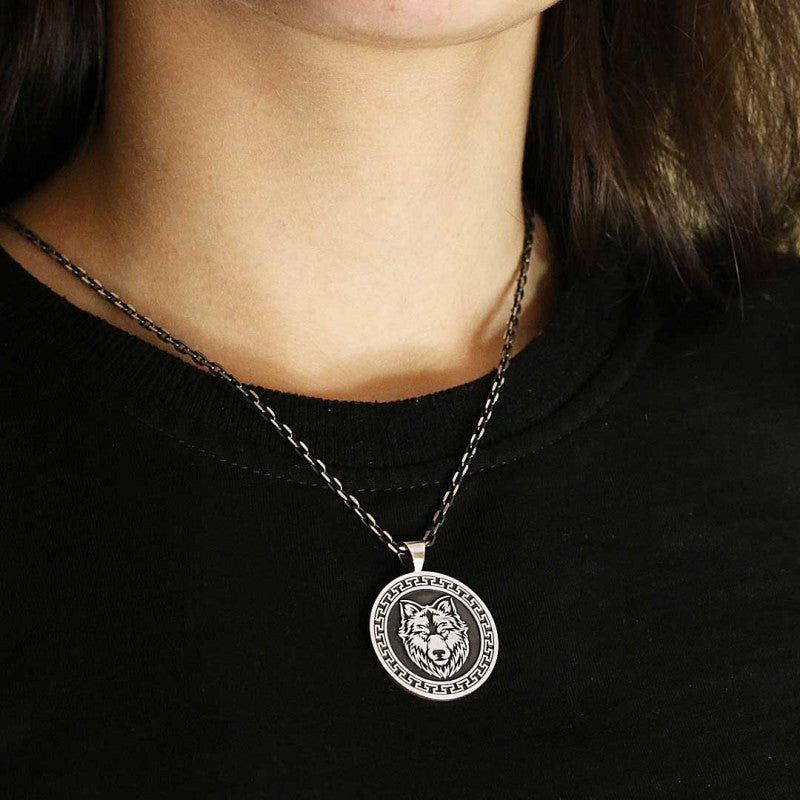 Custom Made 925 Sterling Silver Wolf - Seal Of Solomon Pendant - view 7