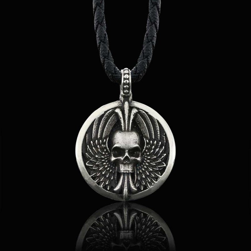 Custom Made Round Winged Skull Necklace by SWISS PLUS - Unique Pendants & Cool Design Necklaces - view 2