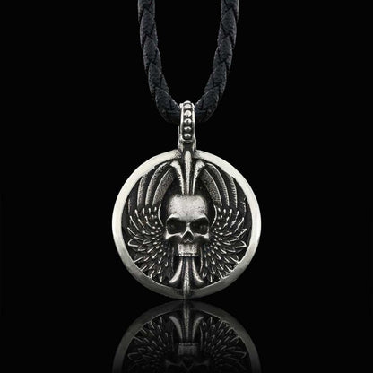 Custom Made Round Winged Skull Necklace by SWISS PLUS - Unique Pendants & Cool Design Necklaces - view 2